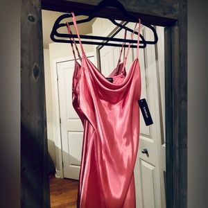 BEBE midi pink satin dress